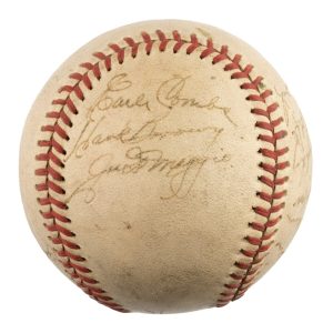 1942 New York Yankees Team Signed Baseball Joe Dimaggio PSA DNA COA