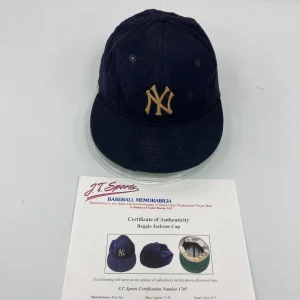 Reggie Jackson Signed Game Used 1977 New York Yankees Hat World Series Season