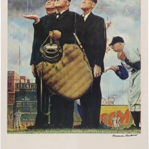 Norman Rockwell "Tough Call" Signed Baseball Lithograph Photo Beckett COA