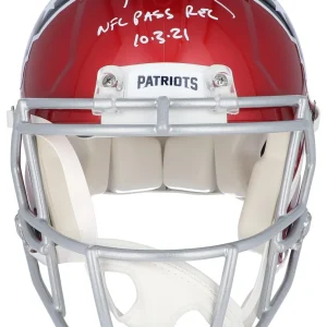 Tom Brady  NFL Pass Record  10/3/21 Signed New England Patriots Helmet Fanatics