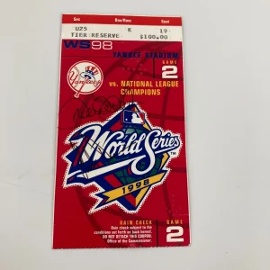 Derek Jeter Signed 1998 World Series Game Two Original Ticket JSA COA