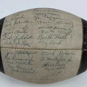 1956 New York Giants NFL Champions Team Signed Football With Mickey Mantle JSA