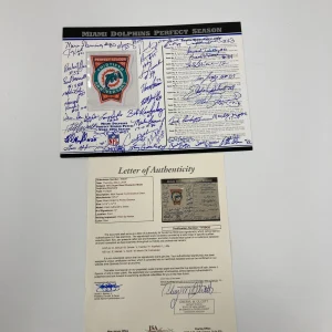 1972 Miami Dolphins Super Bowl Champs Team Signed Commemorative Patch JSA COA