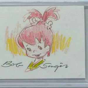 The FLINTSTONES Pebbles Color Pencil Drawing Sketch Signed by Bob Singer PSA DNA