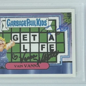 2016 TOPPS GPK KIDS VANNA WHITE PAT SAJAK WHEEL OF FORTUNE DUAL SIGNED PSA DNA