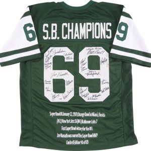 1969 New York Jets Super Bowl Champs Team Signed Jersey Joe Namath PSA DNA COA