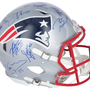 Tom Brady 2014 New England Patriots Super Bowl Champs Team Signed Helmet Steiner