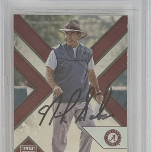 2018 PANINI ELITE ALABAMA COACH NICK SABAN SIGNED BAS BECKETT AUTOGRAPHED CARD