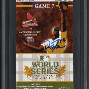 David Freese Signed 2011 World Series Game 7 Full Ticket PSA DNA GEM MINT 10