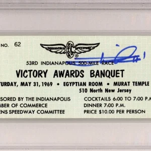 1969 Indy Indianapolis 500 Awards Ticket Signed Mario Andretti Win PSA DNA