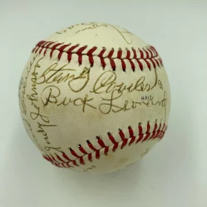 1977 Hall Of Fame Induction Signed Baseball Hank Aaron Ernie Banks Musial JSA