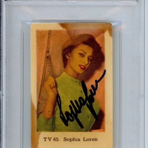 VINTAGE DUTCH TRADING CARD SOPHIA LOREN AUTOGRAPH PSA DNA COA SIGNED SUPER MODEL