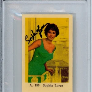 VINTAGE DUTCH TRADING CARD SOPHIA LOREN AUTOGRAPHED PSA DNA COA SIGNED AUTHENTIC