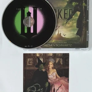 Wicked SIGNED Ariana Grande Cynthia Erivo CD Art Card PSA DNA COA Green & Black