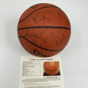 1998-99 San Antonio Spurs NBA Champs Team Signed Basketball Tim Duncan JSA COA