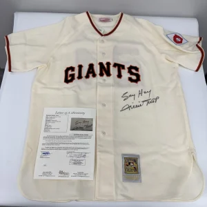 Willie Mays "Say Hey" Signed Inscribed Mitchell & Ness Giants Jersey JSA COA