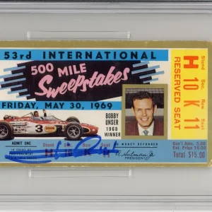1969 Indy Indianapolis 500 Ticket Signed By Mario Andretti Winner PSA DNA 9 Auto