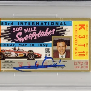 1969 Indy Indianapolis 500 Ticket Signed By Mario Andretti Winner PSA DNA 9 Auto
