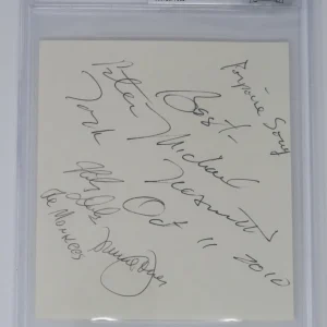 THE MONKEES Signed Autograph Auto Index Card Cut Page Slab by 4 BAS JSA