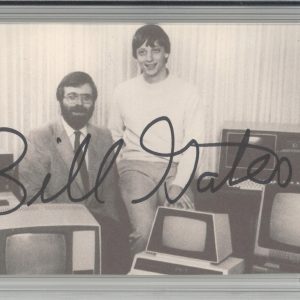 SIGNED Bill Gates Microsoft Founder Vintage Picture Cut PSA DNA COA AUTOGRAPHED