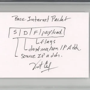 Vint Cerf Google SIGNED ORIGINAL BASIC INTERNET 1/1 UNIQUE DRAWING PSA DNA COA
