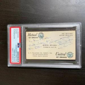 Steve Myhra Signed Original 1950's Personal Business Card PSA DNA NFL Colts