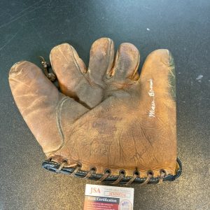 Mace Brown Signed 1940's Game Model Baseball Glove With JSA COA