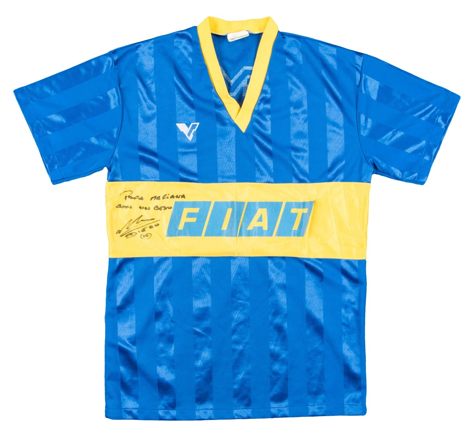 DIEGO MARADONA; a Napoli home shirt, signed to front, size DIEGO MARADONA; a Napoli home shirt, signed to front, size