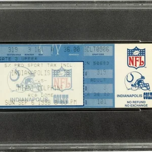 Peyton Manning NFL Debut Original Full Ticket Sep 6, 1998 PSA 6 Pop 4!