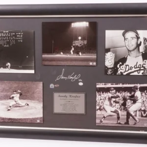 Beautiful Sandy Koufax Signed No Hitter Photo Display Framed 22x40 Steiner COA