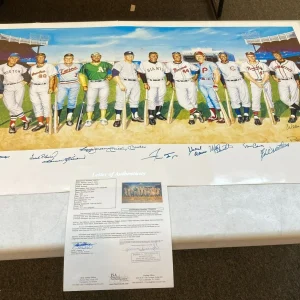 Beautiful 500 Home Run Club Signed Large Litho Mickey Mantle Ted Williams JSA