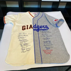 1951 Shot Heard Round The World Giants Dodgers Signed Jersey Willie Mays JSA COA