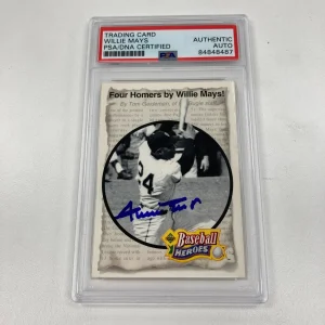 1992 Upper Deck Willie Mays Baseball Heroes Signed Baseball Card PSA DNA