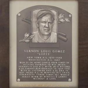 1972 Hall of Fame Induction Plaque Presented To Lefty Gomez From Gomez Estate