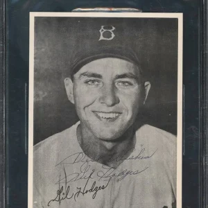 1948 Brooklyn Dodgers Team Issue Gil Hodges Signed Rookie Card RC BGS