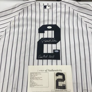 Derek Jeter 2011 Signed Game Used Jersey Photo Matched To 3 Games JSA COA