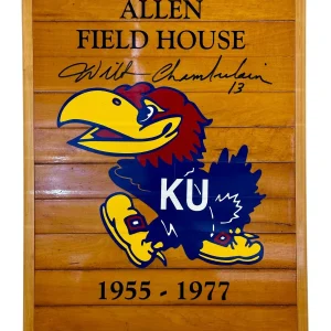 Wilt Chamberlain Signed Kansas University Game Used Floor 18x24 JSA MINT 9