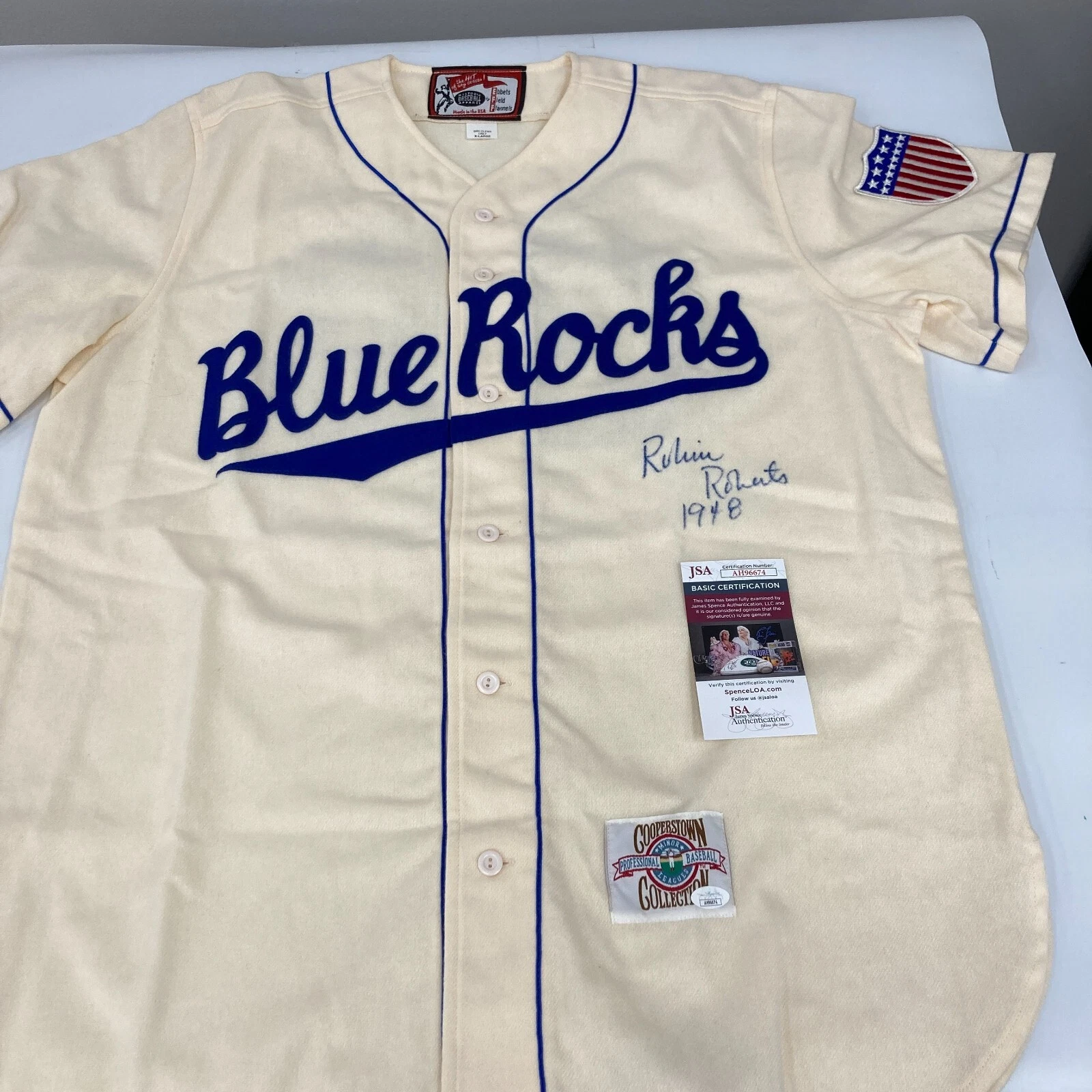 Robin Roberts 1948 Signed Wilmington Blue Rocks Minor League Jersey JSA ...