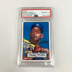 1952 Topps Mickey Mantle Signed Porcelain Baseball Card RC PSA DNA 10 GEM MINT
