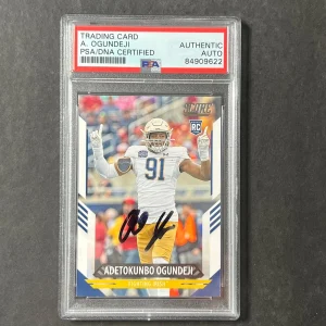 2021 Panini Score #395 Adetokunbo Ogundeji Signed card Auto PSA/DNA Notre Dame F