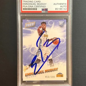2016 Panini Fathers Day #60 Emmanuel Mudiay Signed Card AUTO PSA Slabbed Nuggets
