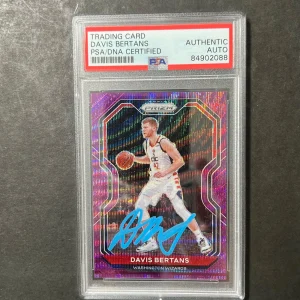 2020-21 Panini Prizm #98 Davis Bertans Signed Card AUTO PSA/DNA Slabbed Wizards