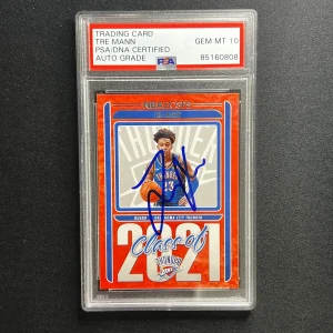 2021 Panini Hoops #22 Tre Mann Signed Card PSA AUTO 10 Slabbed OKC