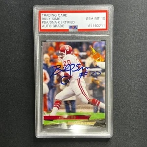 2012 Football Card #50 Billy Sims Signed Card PSA Slabbed Auto GRADE 10 Oklahoma