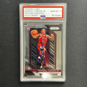 2018-19 Panini Prizm #80 Wendell Carter Jr Signed Card PSA/DNA AUTO 10 Bulls