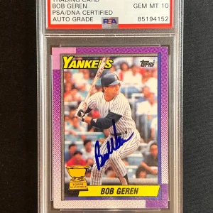 1989 Topps All Star Rookie #481 Bob Geren Signed Card PSA Slabbed Auto 10 Yankee