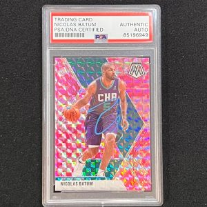 2019-20 Panini Mosaic #102 Nicolas Batum Signed Card AUTO PSA Slabbed Hornets