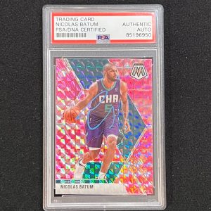 2019-20 Panini Mosaic #102 Nicolas Batum Signed Card AUTO PSA Slabbed Hornets