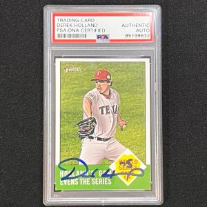 2012 Topps #145 Derek Holland Signed Card AUTO PSA Slabbed Rangers