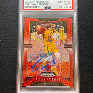 2019-20 Panini Prizm #214 Wesley Matthews Signed Card AUTO PSA Slabbed Bucks